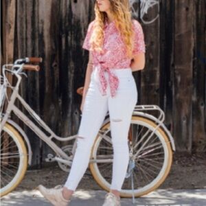 Lularoe NWOT Distress Ankle White Jean Size 34